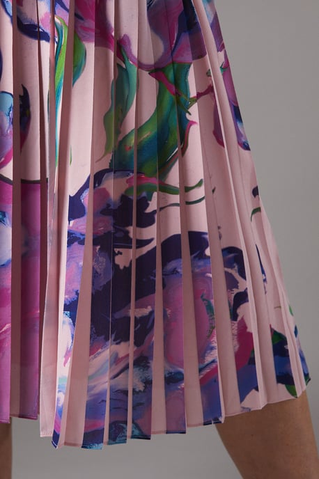 Placement Print Pleat Dress - Image 5