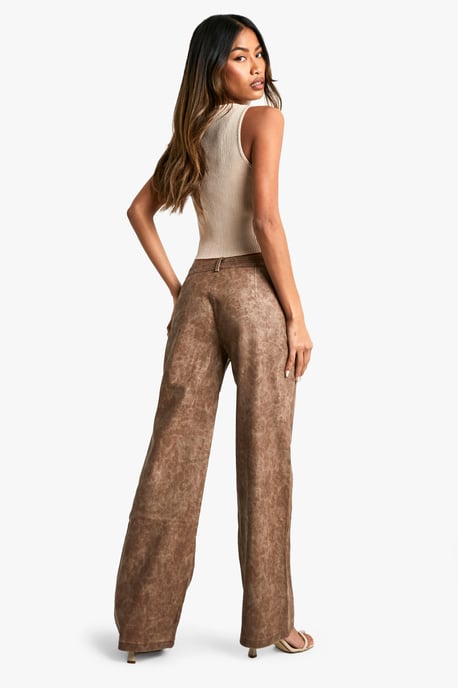 Low Rise Washed Pu Straight Leg Trouser - Image 2