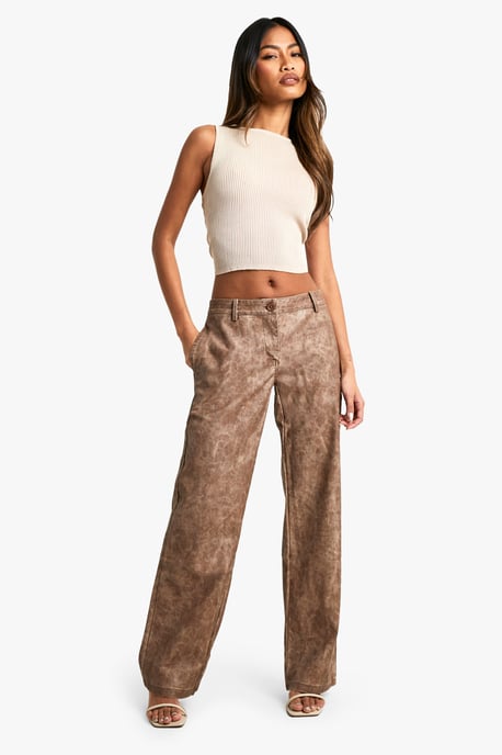 Low Rise Washed Pu Straight Leg Trouser - Image 3