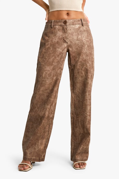Low Rise Washed Pu Straight Leg Trouser - Image 4