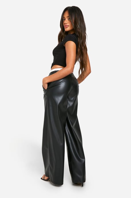 PU Boxer Waistband Wide Leg Trouser - Image 2