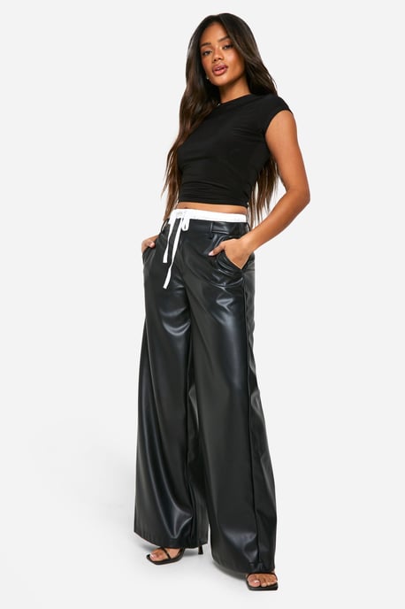 PU Boxer Waistband Wide Leg Trouser - Image 3