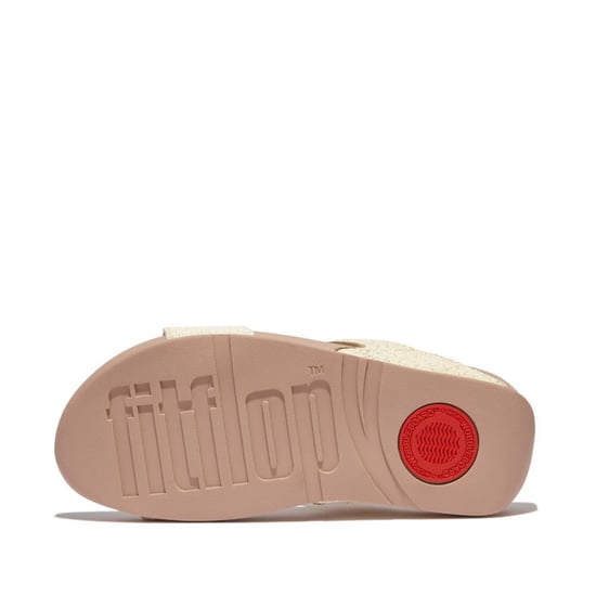 Women's Fit Flop Lulu Shimmerweave Sliders in Stone - Image 5