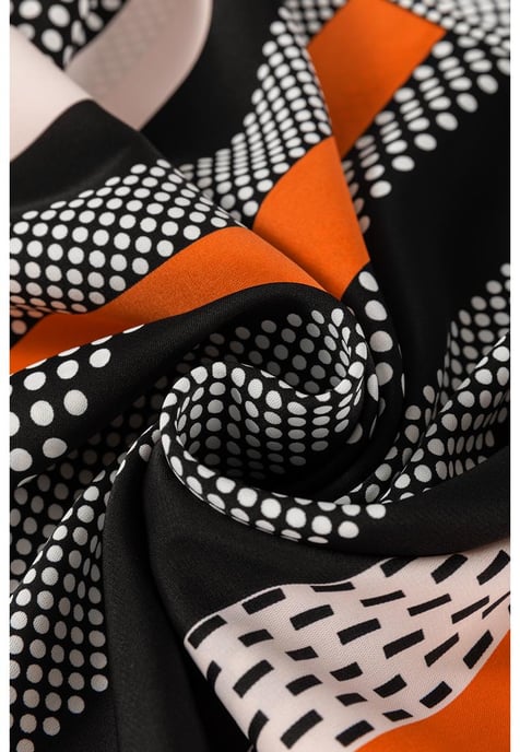 Oranje Polka Dots Verticale Gestreepte Gedrukte Puff Mouw Blouse - Image 3