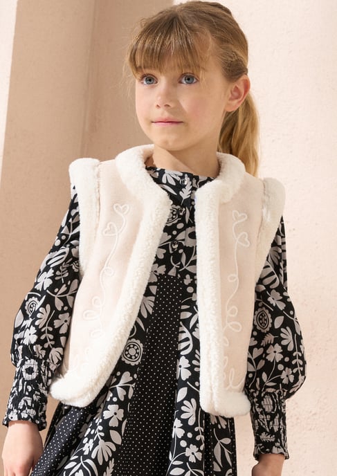 Leonie Ivory Shearling Gilet - Image 2