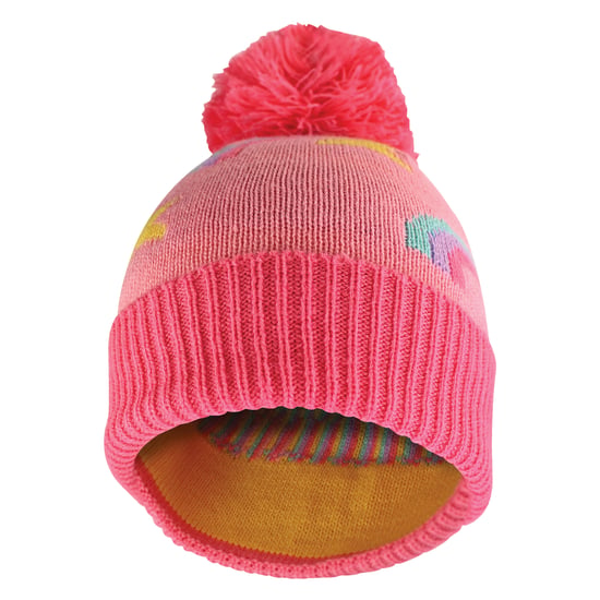 Flickor Regnbågs Beanie Mössa med Bobble | Barn Varm Vinter Mössa med Pom Pom - Image 3