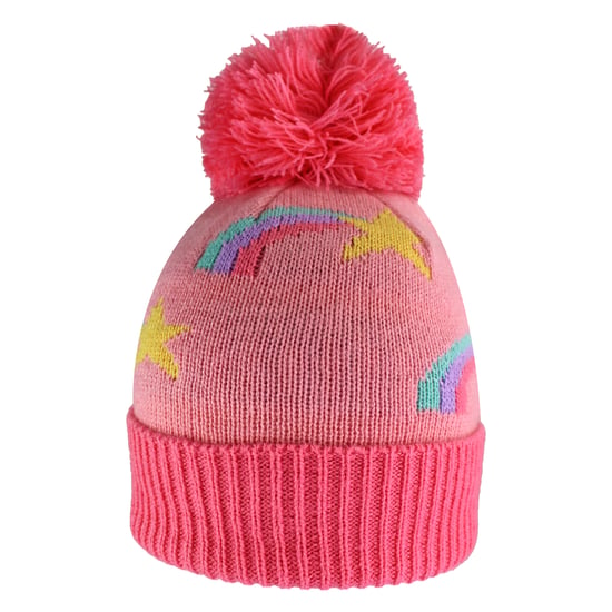 Flickor Regnbågs Beanie Mössa med Bobble | Barn Varm Vinter Mössa med Pom Pom - Image 4