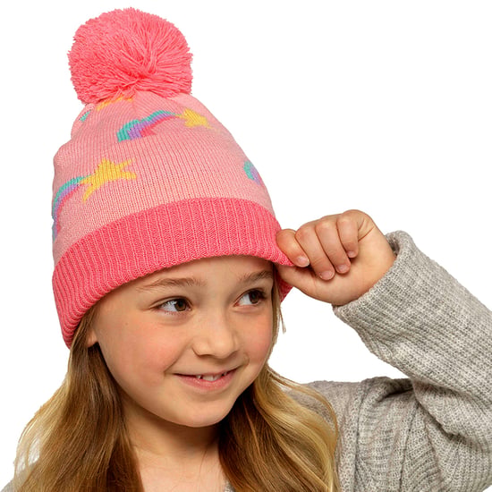 Flickor Regnbågs Beanie Mössa med Bobble | Barn Varm Vinter Mössa med Pom Pom - Image 5