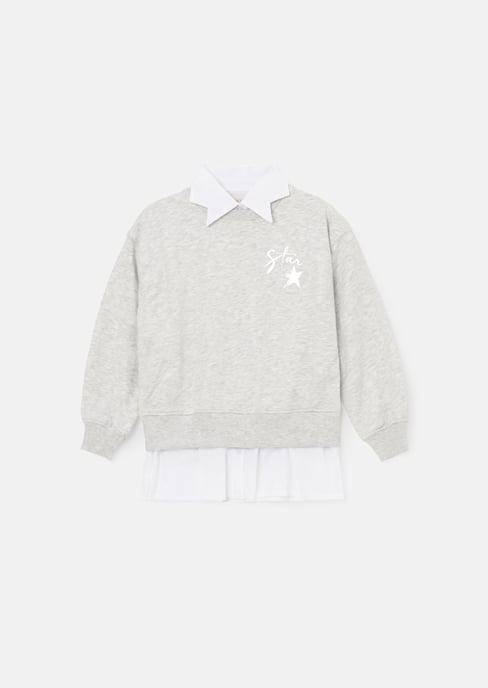 Emilie Grey Star Collar Sweat - Image 1