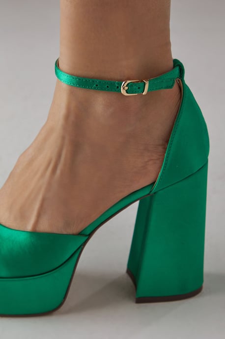 Faith: Cadence Satin Closed Toe Chunky Platform Heeled Shoes - Image 4