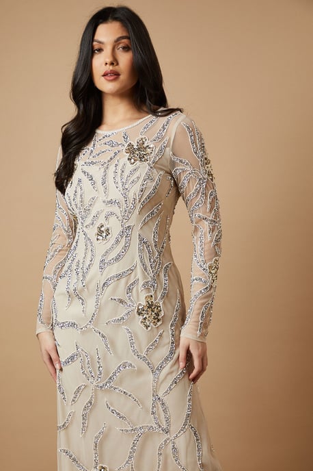 Hand Embellished Long Sleeve Midi Dress - Image 2