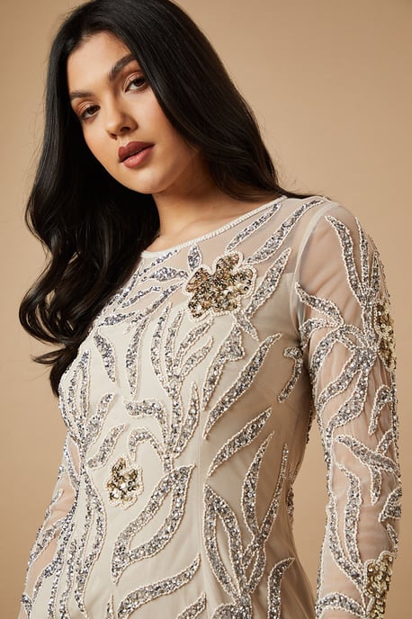 Hand Embellished Long Sleeve Midi Dress - Image 4