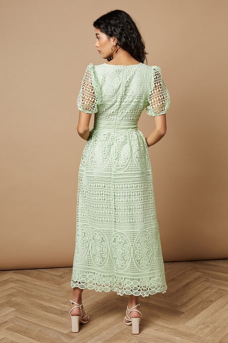 Petite Lace Puff Sleeve Midaxi Dress - Image 3