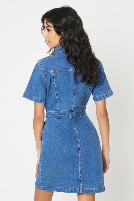 Petite Denim Short Sleeve Mini Dress - Image 3