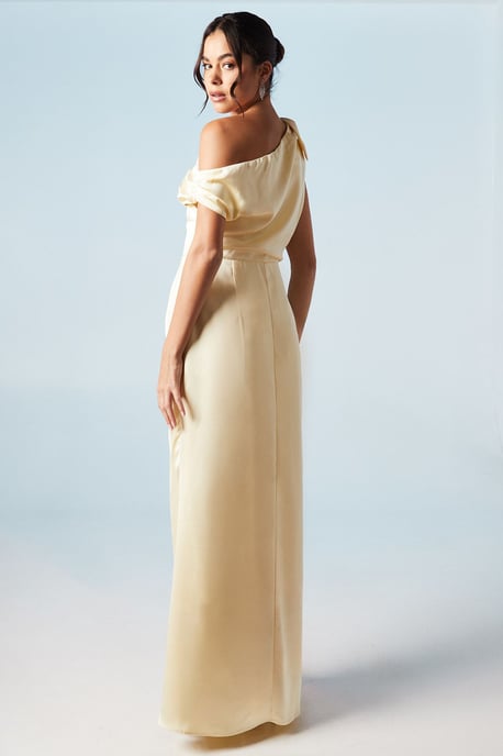 Fallen Shoulder Bow Detail Bridesmaids Maxi Dress - Image 3