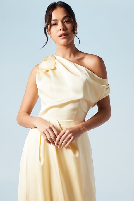 Fallen Shoulder Bow Detail Bridesmaids Maxi Dress - Image 4