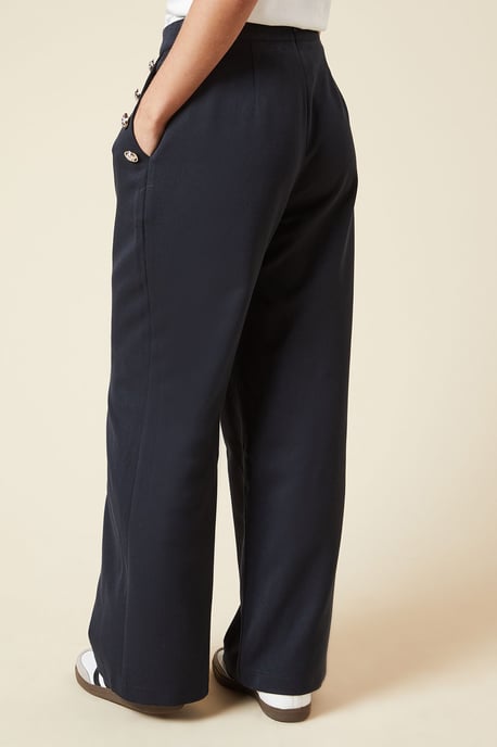 Petite Button Tailored Wide Leg Trouser - Image 3