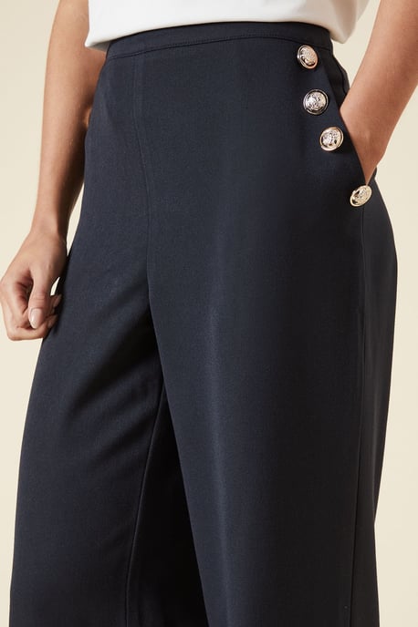 Petite Button Tailored Wide Leg Trouser - Image 4