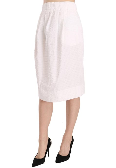 L'Autre Chose Women's White Jacquard Plain Weave Stretch Midi Skirt - Image 1