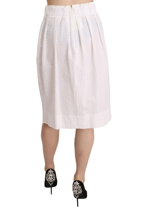 L'Autre Chose Women's White Jacquard Plain Weave Stretch Midi Skirt - Image 2
