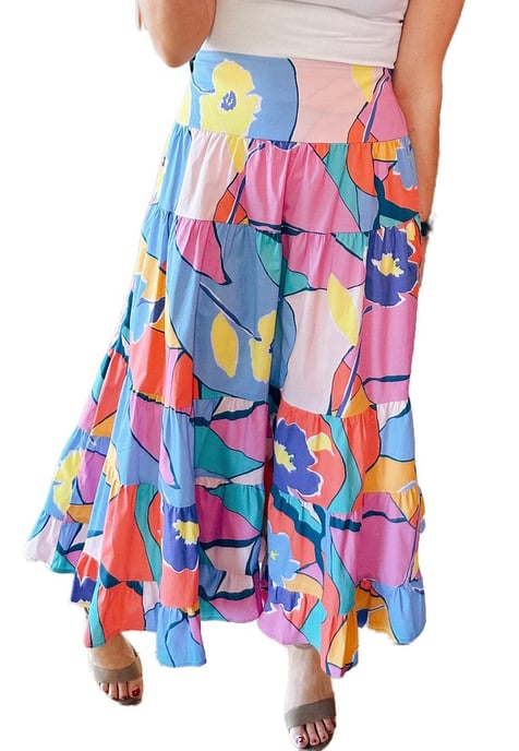 Pink Printed Pocketed High Waist Maxi Skirt - Image 4