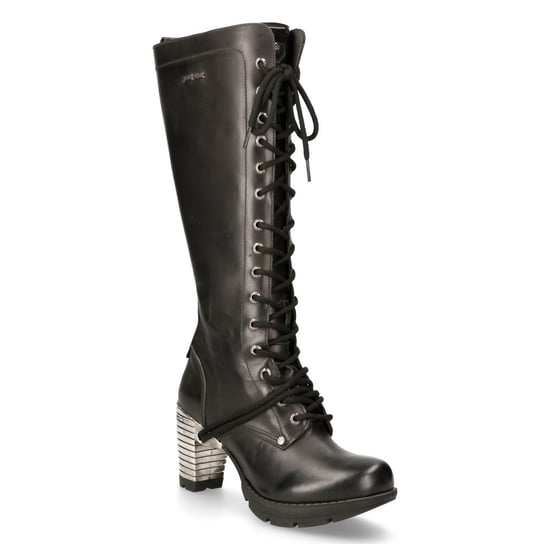New Rock M-TR005-S1 Ladies Knee High Black Gothic High-Heeled Boots - Image 1