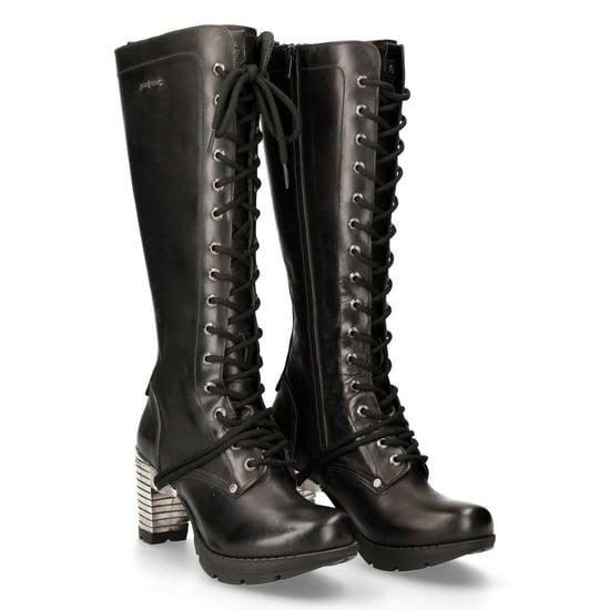 New Rock M-TR005-S1 Ladies Knee High Black Gothic High-Heeled Boots - Image 3