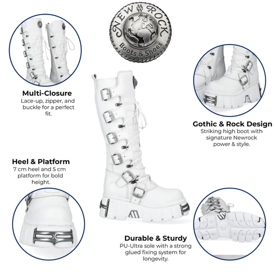 New Rock M-272-C69 kniehoge witte leren gothic laarzen - Image 2