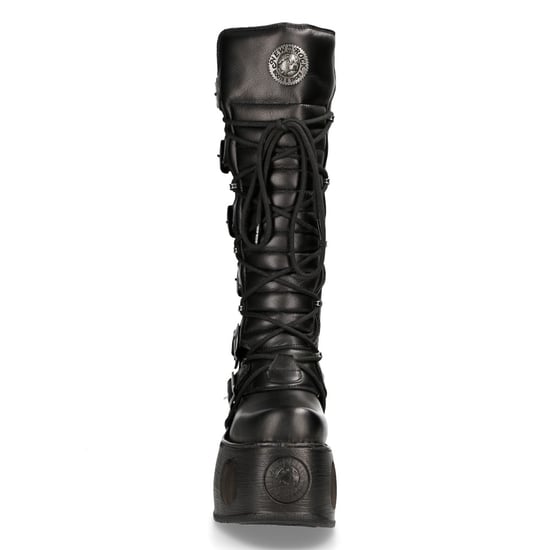 New Rock M-272-S2 Neptuno Metallic Knähöga svarta gotiska stövlar i läder - Image 5