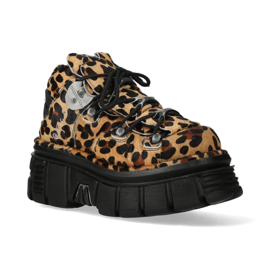 New Rock M-106-C192 Leopard Bruine Leren Gothic Enkellaarsjes - Image 1