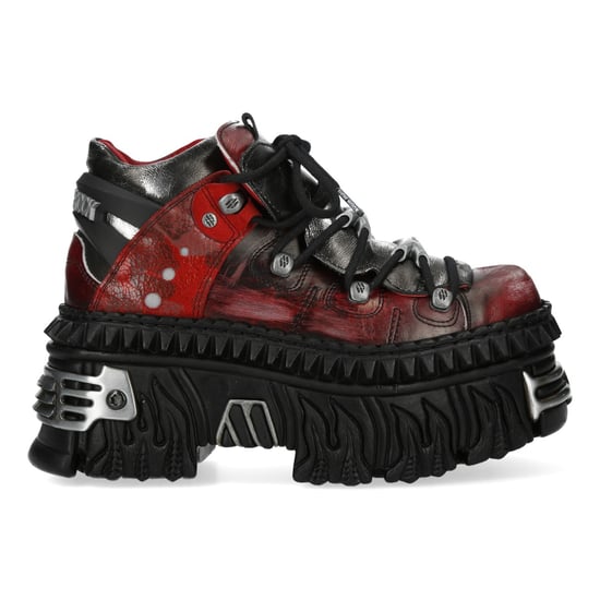 New Rock M-WALL106N-C17 Rood Zilver Leren Gothic Urban Rock Enkellaarsjes - Image 4