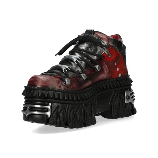 New Rock M-WALL106N-C17 Rood Zilver Leren Gothic Urban Rock Enkellaarsjes - Image 6