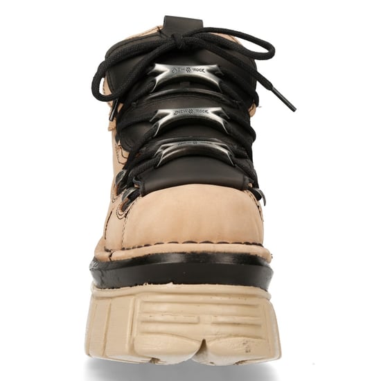 New Rock M-106-S40 Beige leren Gothic enkellaarsjes met plateauzool - Image 4