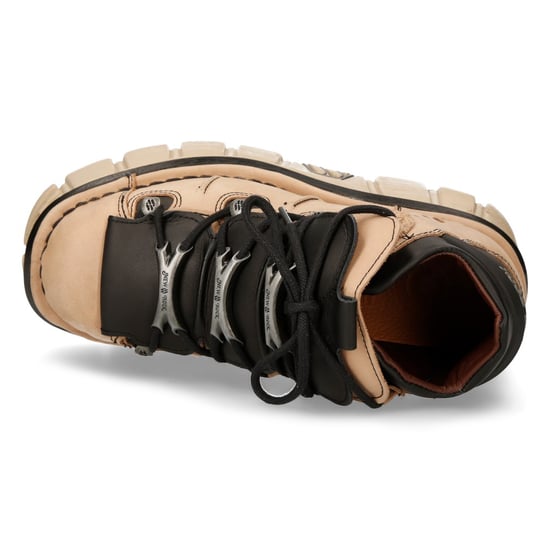 New Rock M-106-S40 Beige leren Gothic enkellaarsjes met plateauzool - Image 6