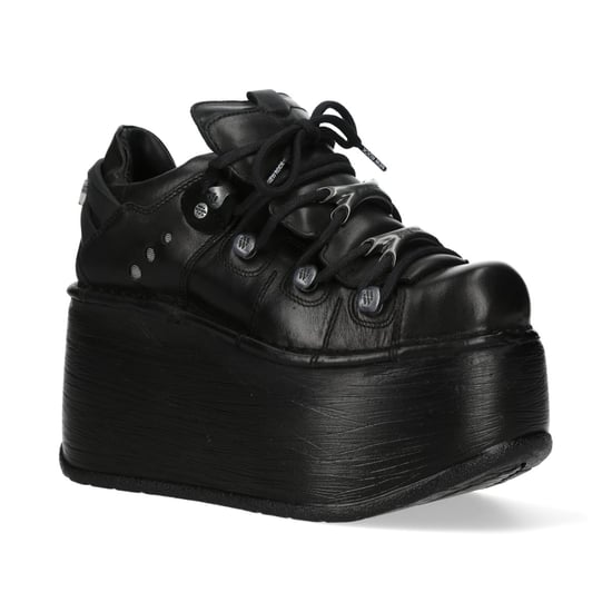 New Rock M-120N-C96 svart läder Gothic Chunky Platform ankelstövlar - Image 1