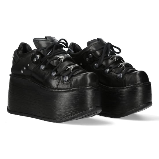 New Rock M-120N-C96 svart läder Gothic Chunky Platform ankelstövlar - Image 3