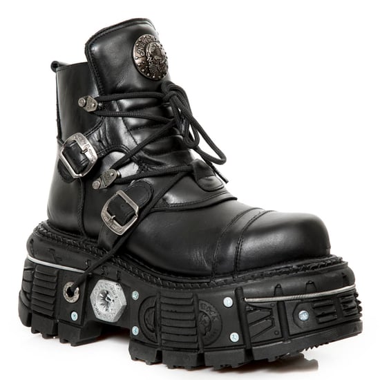 New Rock M-TANK007-S1 Zwarte leren Gothic Combat Platform enkellaarsjes - Image 1