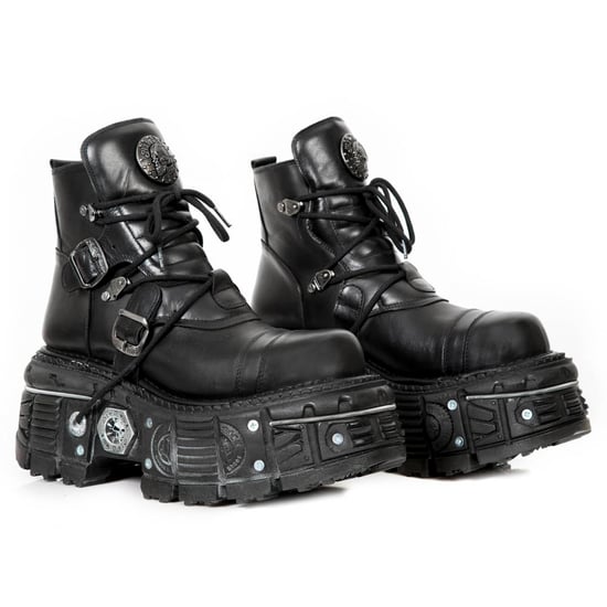 New Rock M-TANK007-S1 Zwarte leren Gothic Combat Platform enkellaarsjes - Image 3