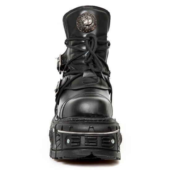New Rock M-TANK007-S1 Zwarte leren Gothic Combat Platform enkellaarsjes - Image 4