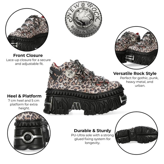 New Rock M-106WALL-C56 Leopard Print Leren Gothic Platform Enkellaarsjes - Image 2