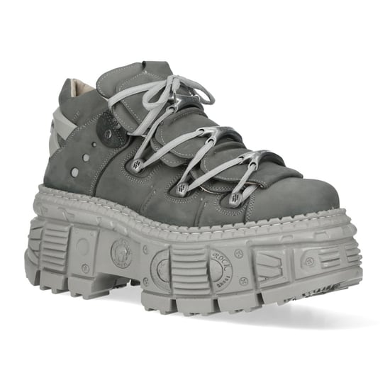 New Rock M-106WALL-C63 Grey Leather Urban Gothic Ankle Boots - Image 1