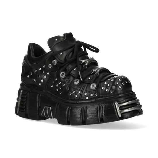 New Rock M-120NR-C1 Svart läder Gothic Platform Ankelboots - Image 1