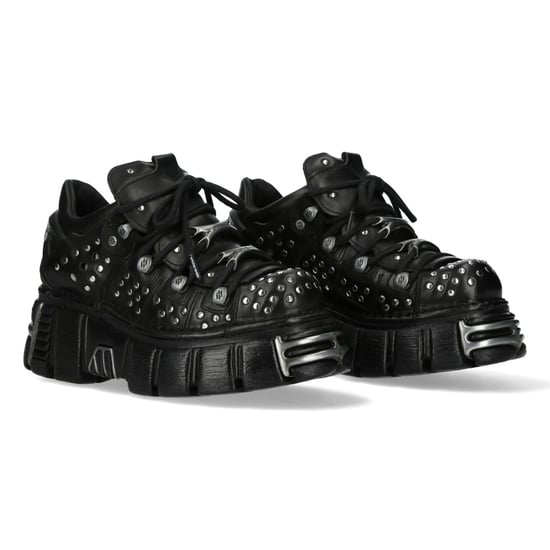 New Rock M-120NR-C1 Svart läder Gothic Platform Ankelboots - Image 3