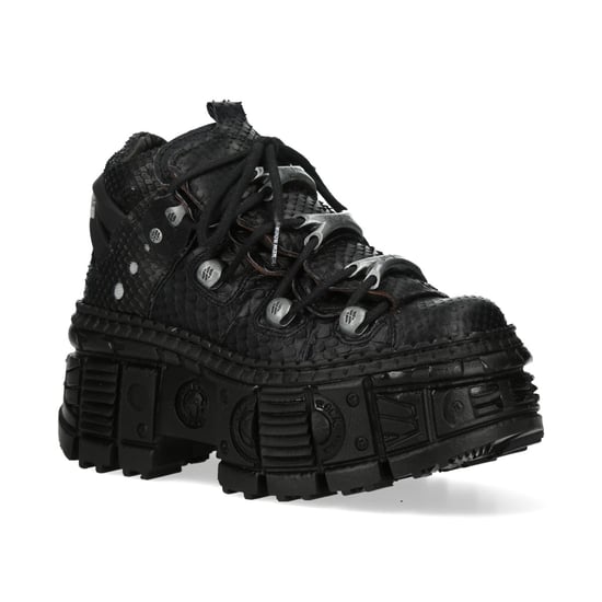 New Rock M-106WALL-C65 Python Black Leather Platform Ankle Boots - Image 1