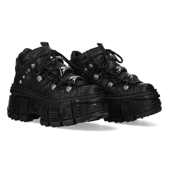 New Rock M-106WALL-C65 Python Black Leather Platform Ankle Boots - Image 3