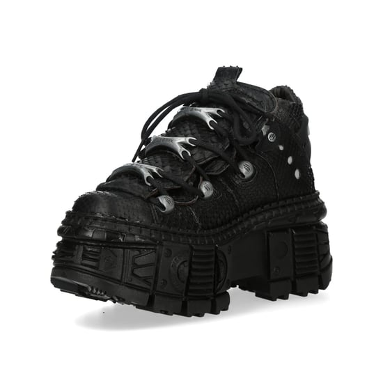 New Rock M-106WALL-C65 Python Black Leather Platform Ankle Boots - Image 6