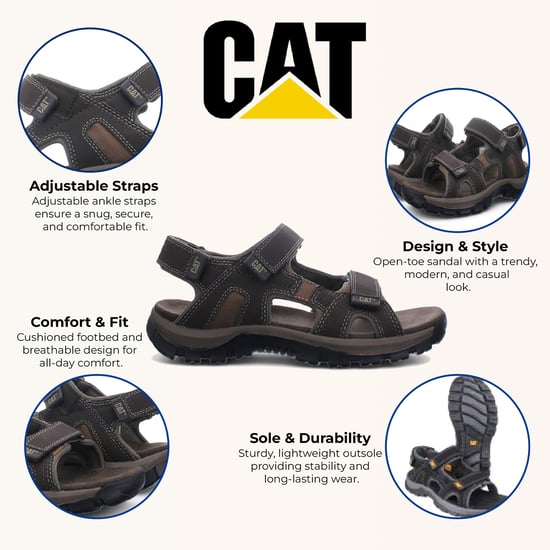 Caterpillar herr mörkbrunt läder Giles Trekking sandaler - Image 3