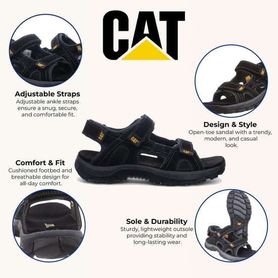 Caterpillar herr svart läder Giles Trekking sandaler - Image 2