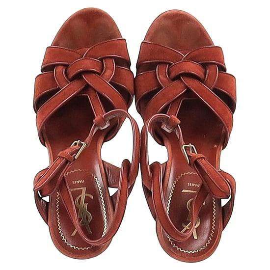 Saint Laurent Tribute Sandalen in Bordeaurood Suède - Image 3