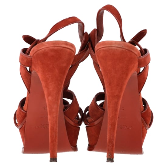 Saint Laurent Tribute Sandalen in Bordeaurood Suède - Image 5